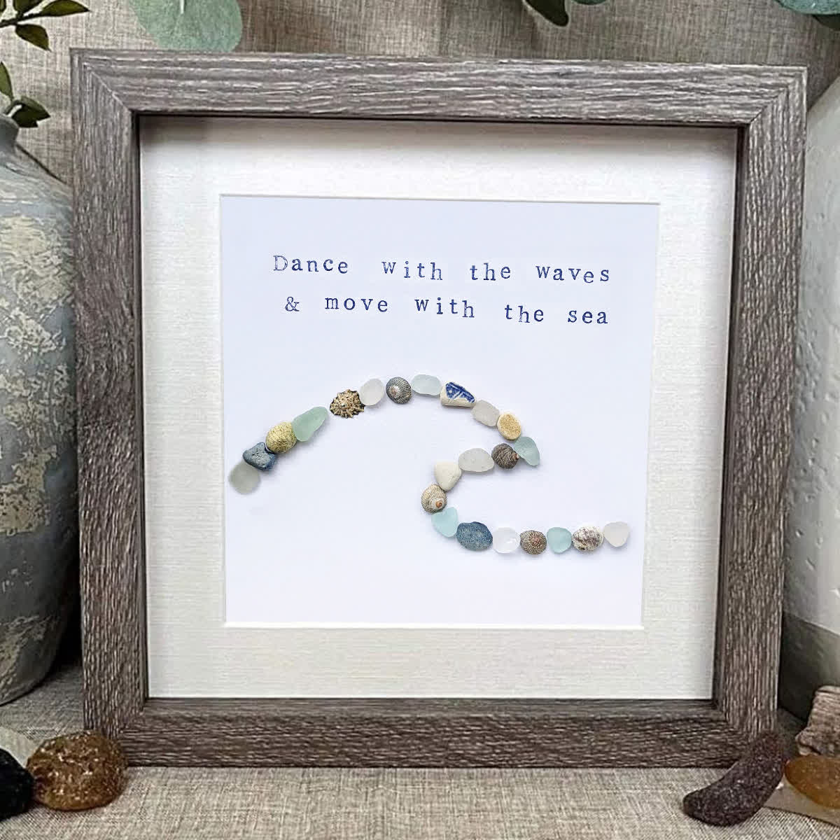 Coastal Wave Inspirational Quote Sea Glass Framed Art - image 4