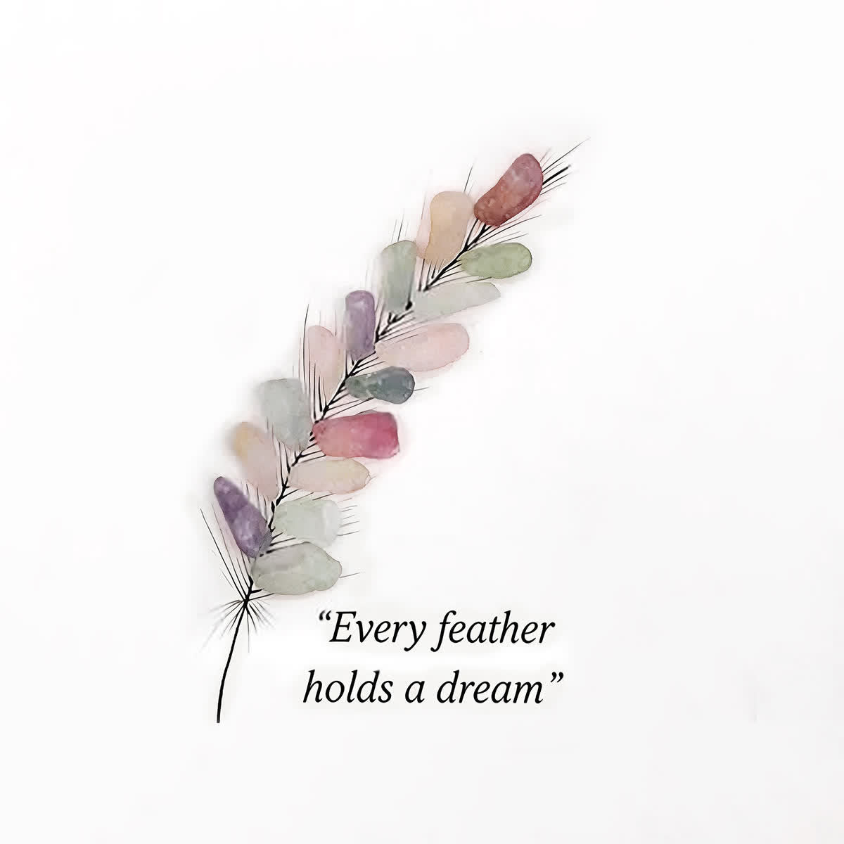 "Every Feather Holds a Dream" Sea Glass Framed Art - Seaglass Card - 8" X 8" - image 1