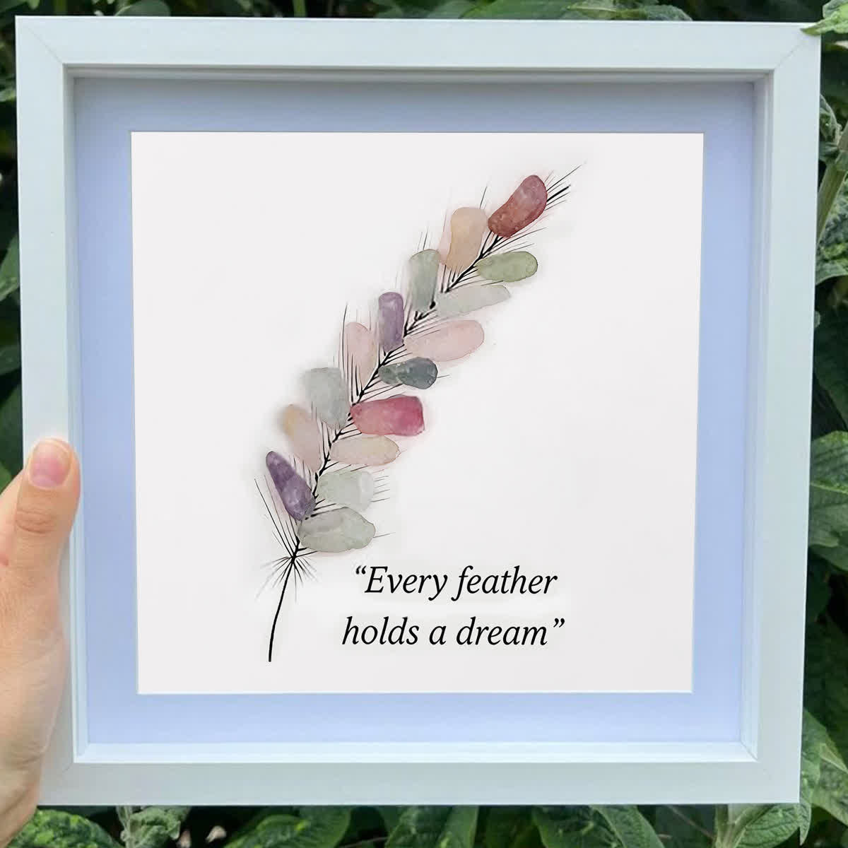 "Every Feather Holds a Dream" Sea Glass Framed Art - image 4