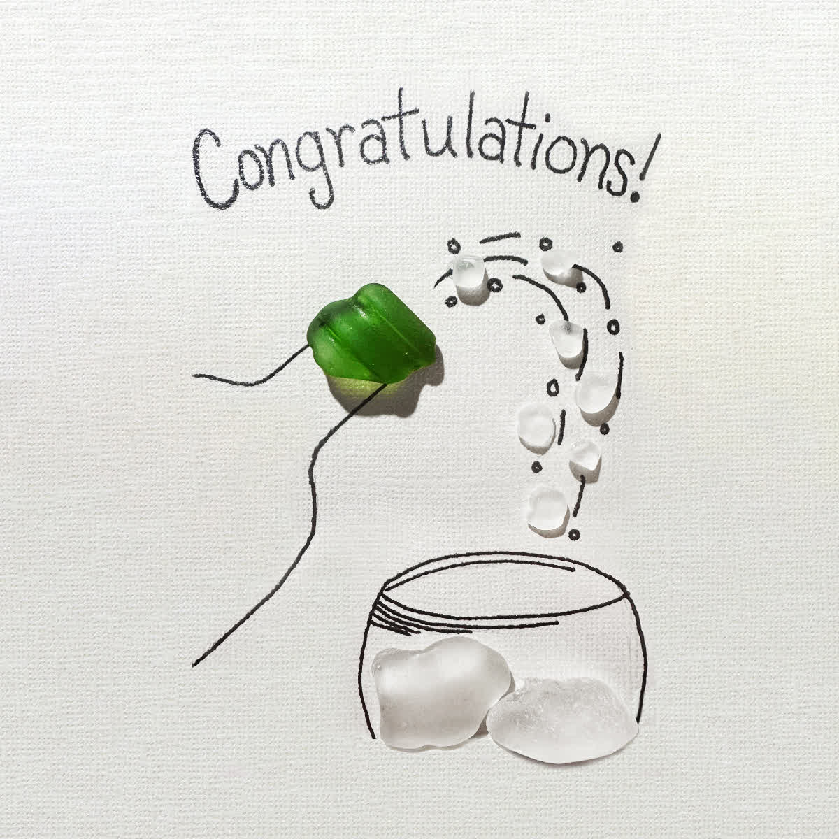 "Congratulations!" Champagne Toast Sea Glass Framed Art - image 2