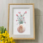 Pink Flowers In Scallop Shell Sea Glass Framed Art - image 0
