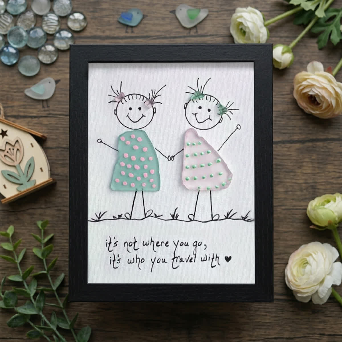 Thoughtful Best Friend Sea Glass Framed Art - Black - 8" X 6" - image 8
