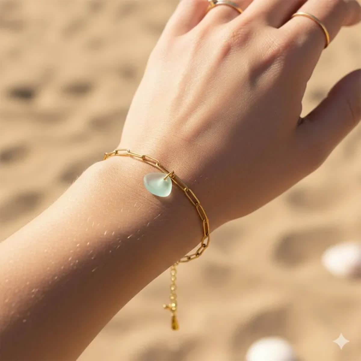 Mermaid Soul Sister Aqua Blue Sea Glass Bracelet - image 1