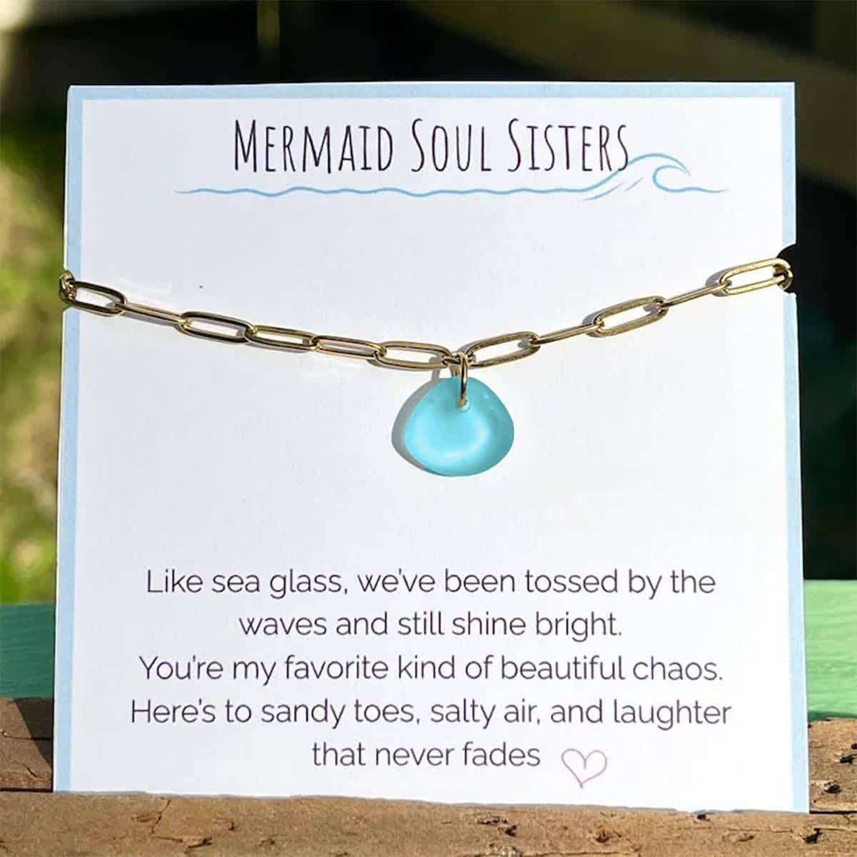 Mermaid Soul Sister Aqua Blue Sea Glass Bracelet - Blue - Style #1 - image 6