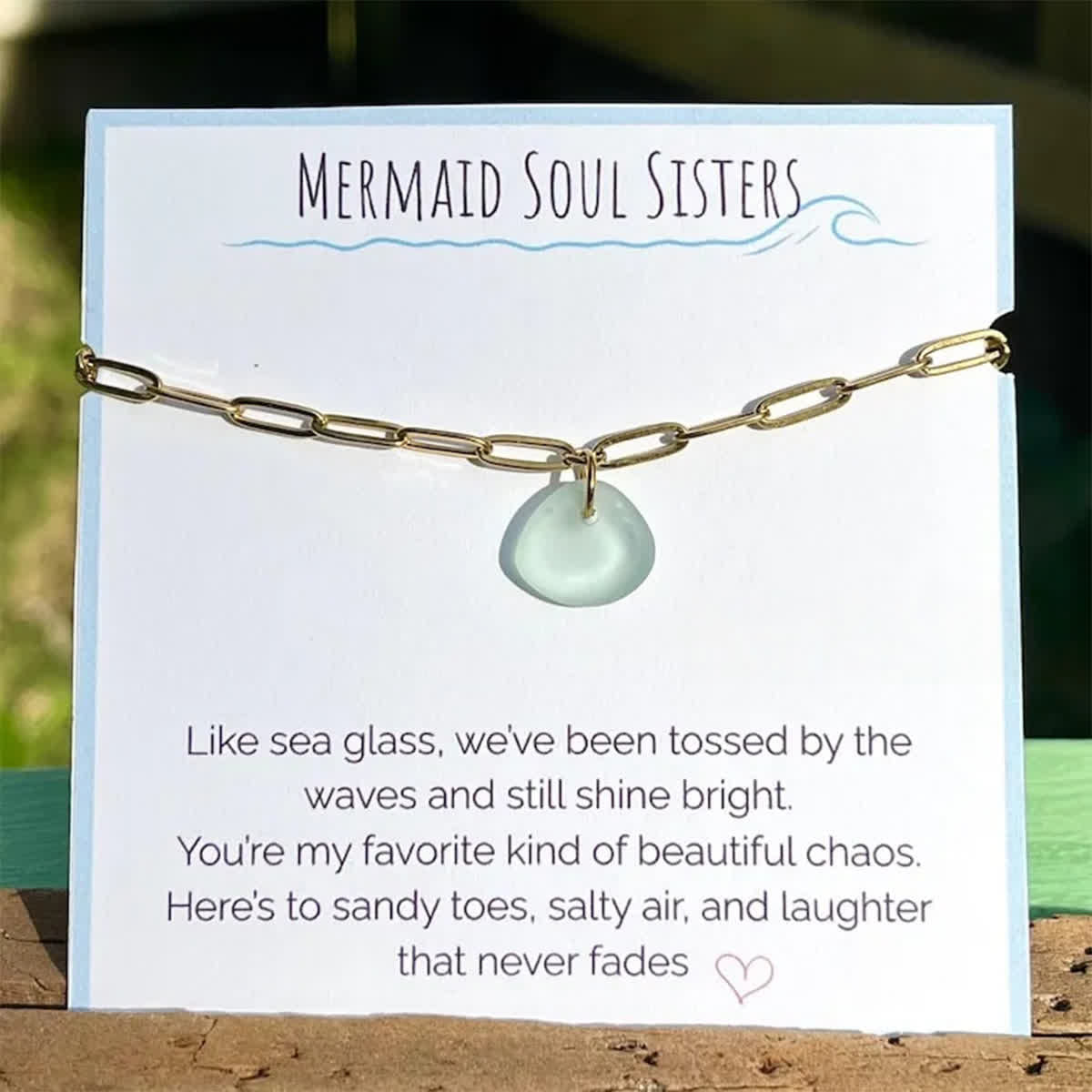 Mermaid Soul Sister Aqua Blue Sea Glass Bracelet - Aqua - Style #1 - image 2