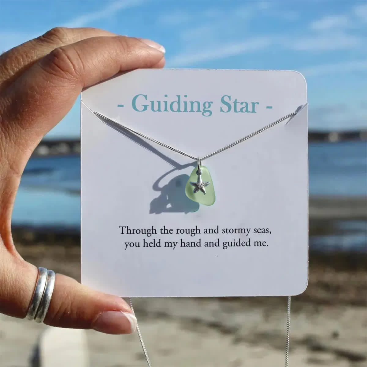 Guiding Star Inspirational Sea Glass Necklace - Sea Foam - image 6