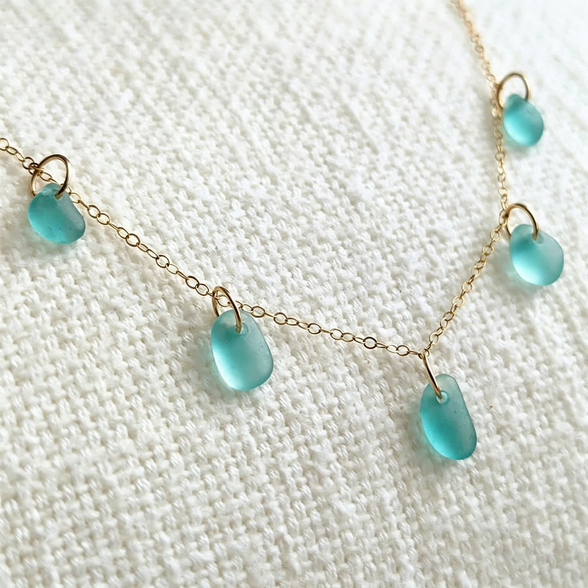 Artisan Crafted Sea Glass Multi-Charm Necklace - Aqua - image 7