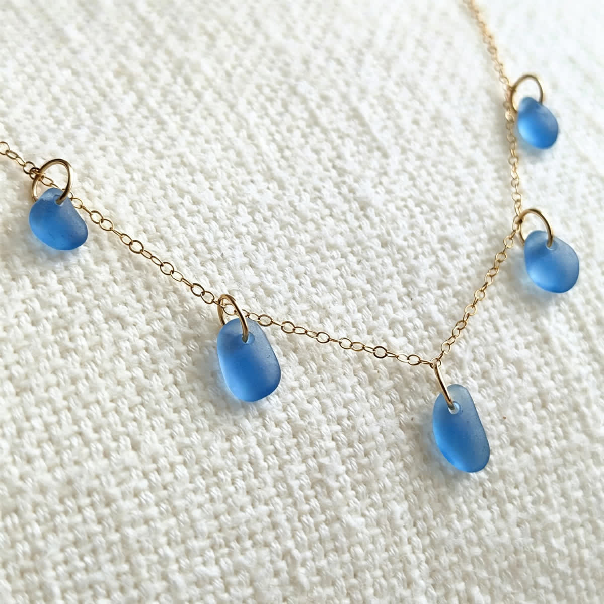 Artisan Crafted Sea Glass Multi-Charm Necklace - Blue - image 8