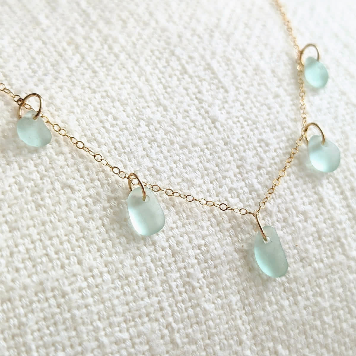Artisan Crafted Sea Glass Multi-Charm Necklace - Sea Foam - image 2