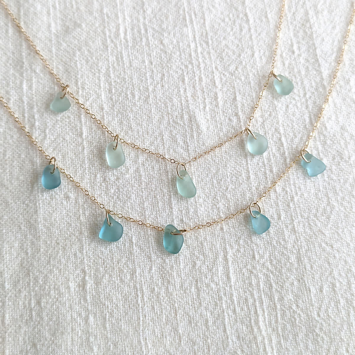 Artisan Crafted Sea Glass Multi-Charm Necklace - image 3