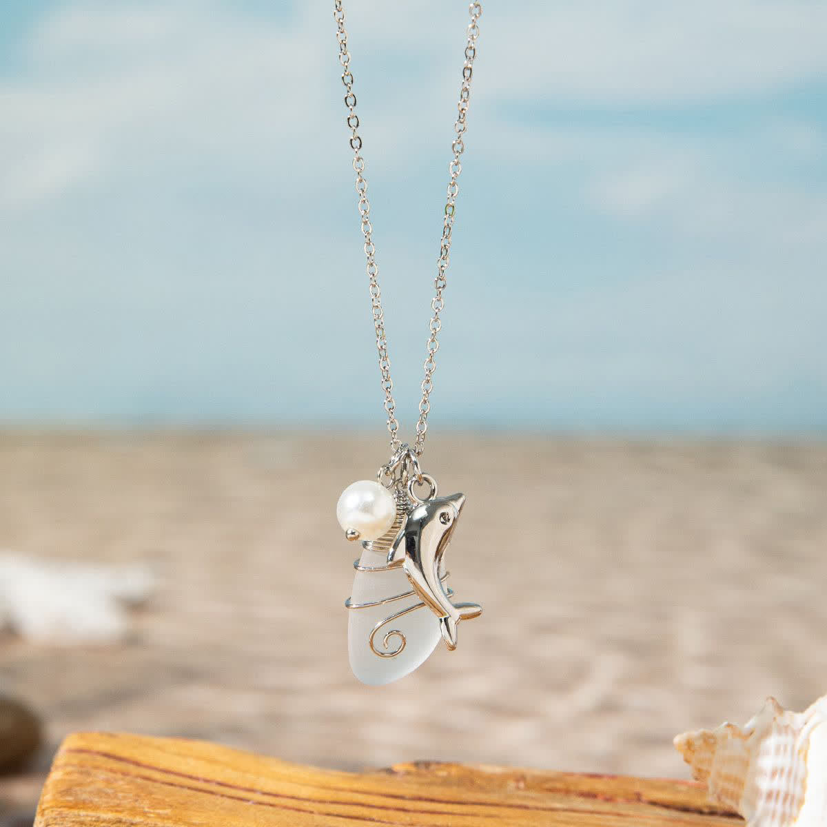 FREE Today: Coastal Animal Ocean-Themed Sea Glass Necklace - Dolphin - image 5