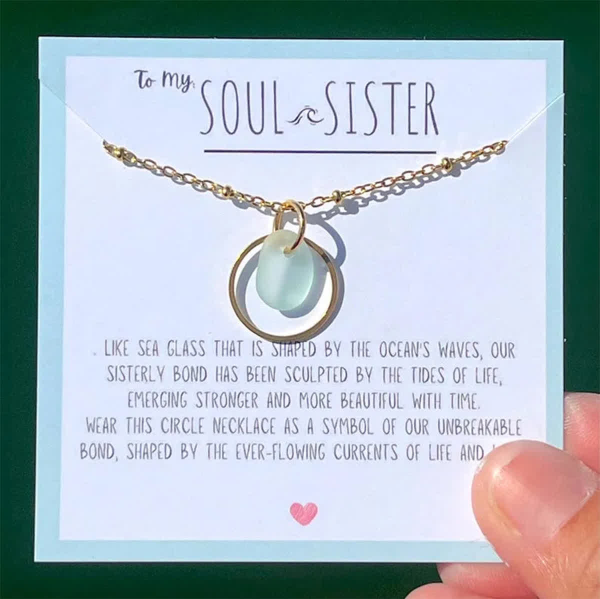 Circle Best Friend Handcrafted Sea Glass Necklace - Sea Foam - image 4