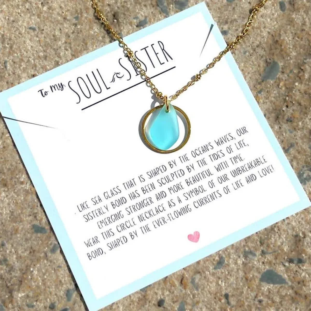 Circle Best Friend Handcrafted Sea Glass Necklace - Aqua - image 0