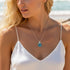 Round Boho Ocean Inspired Sea Glass Drop Necklace - Coastal Blue - image 9