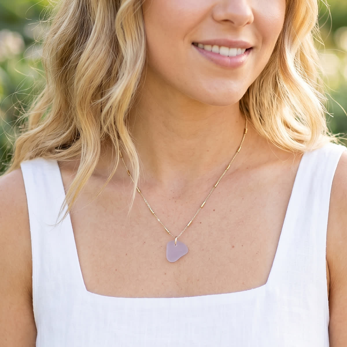 Artisan Crafted Lighter Pink Sea Glass Necklace - image 4
