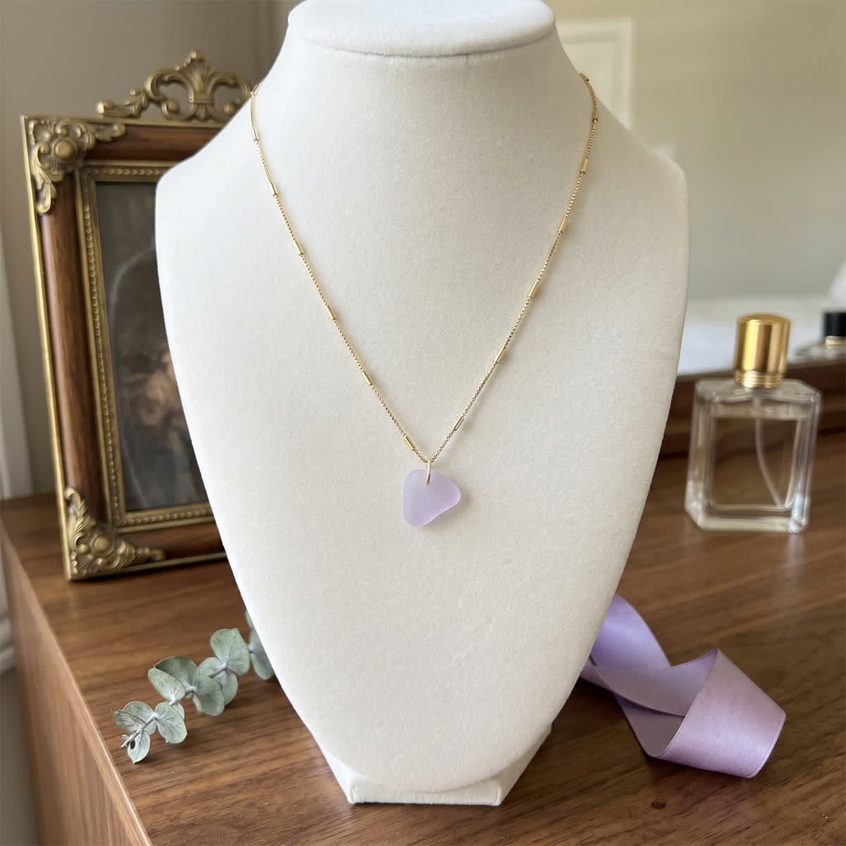 Artisan Crafted Lighter Pink Sea Glass Necklace - image 3