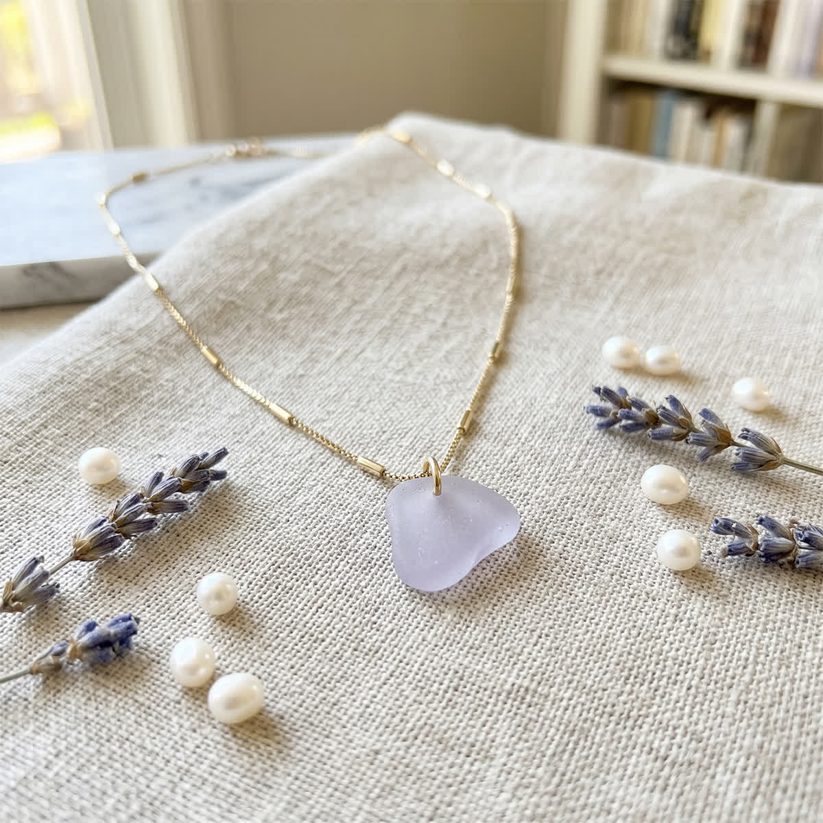 Artisan Crafted Lighter Pink Sea Glass Necklace - Light Pink - image 0