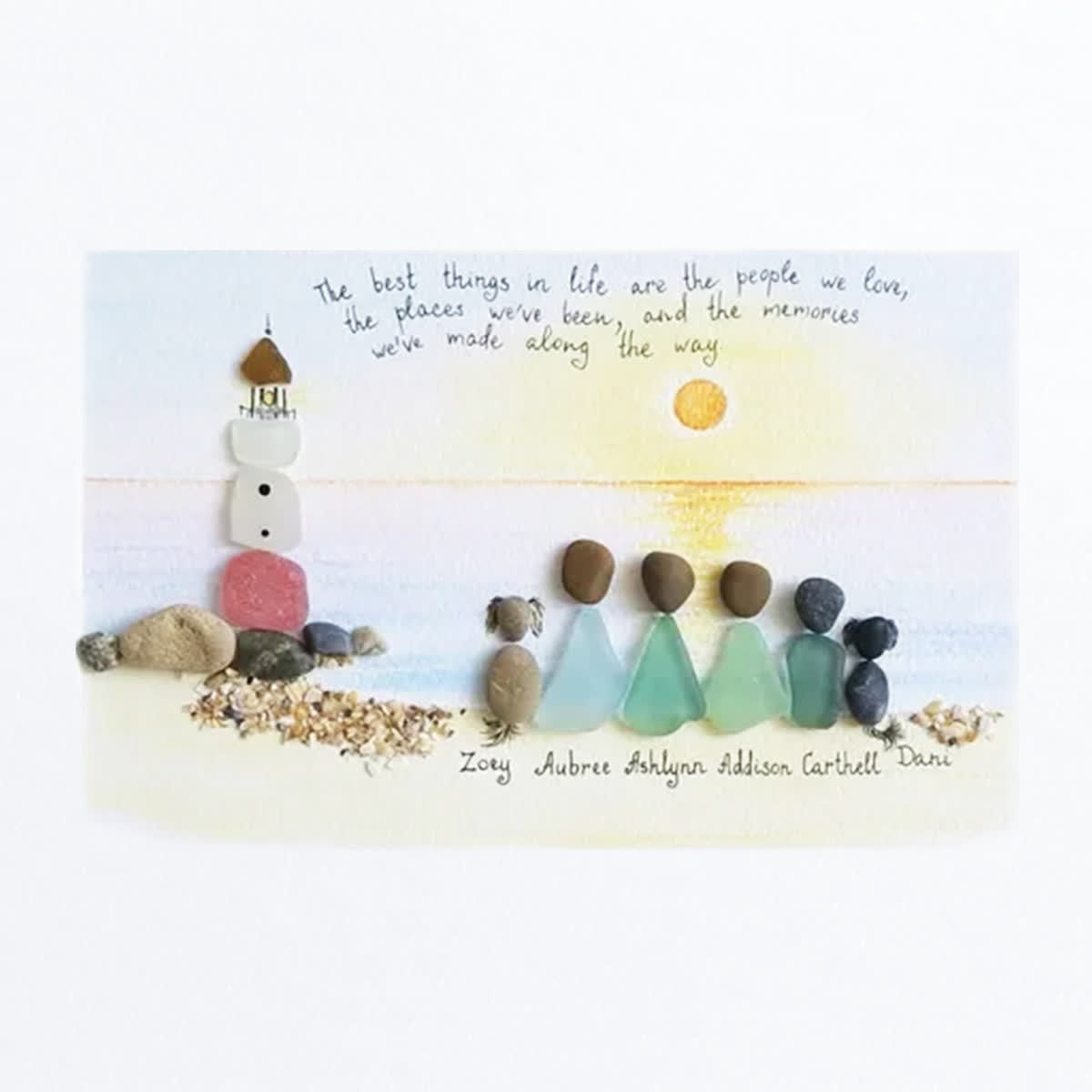 Custom Name Our Family By The Shore Sea Glass Framed Art - image 2