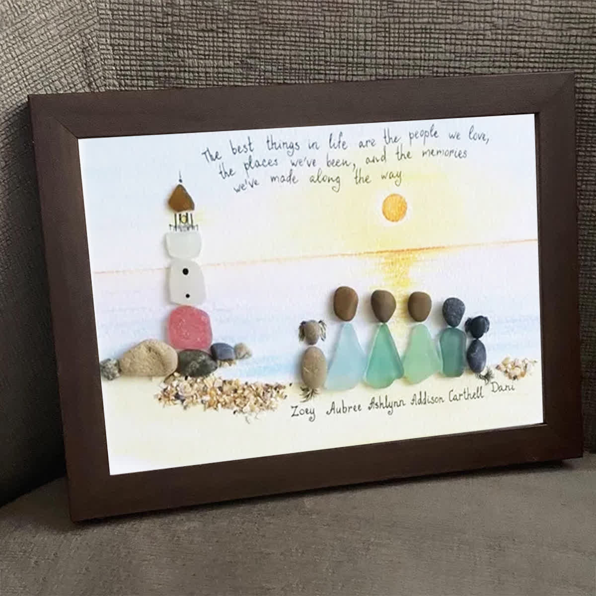 Custom Name Our Family By The Shore Sea Glass Framed Art - image 4