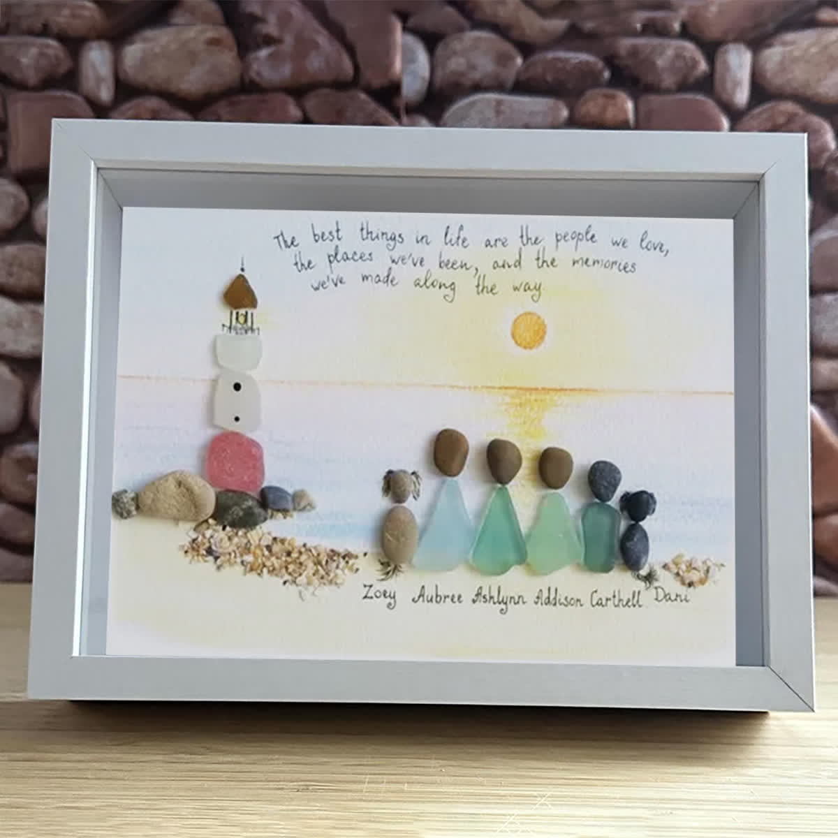 Custom Name Our Family By The Shore Sea Glass Framed Art - image 5