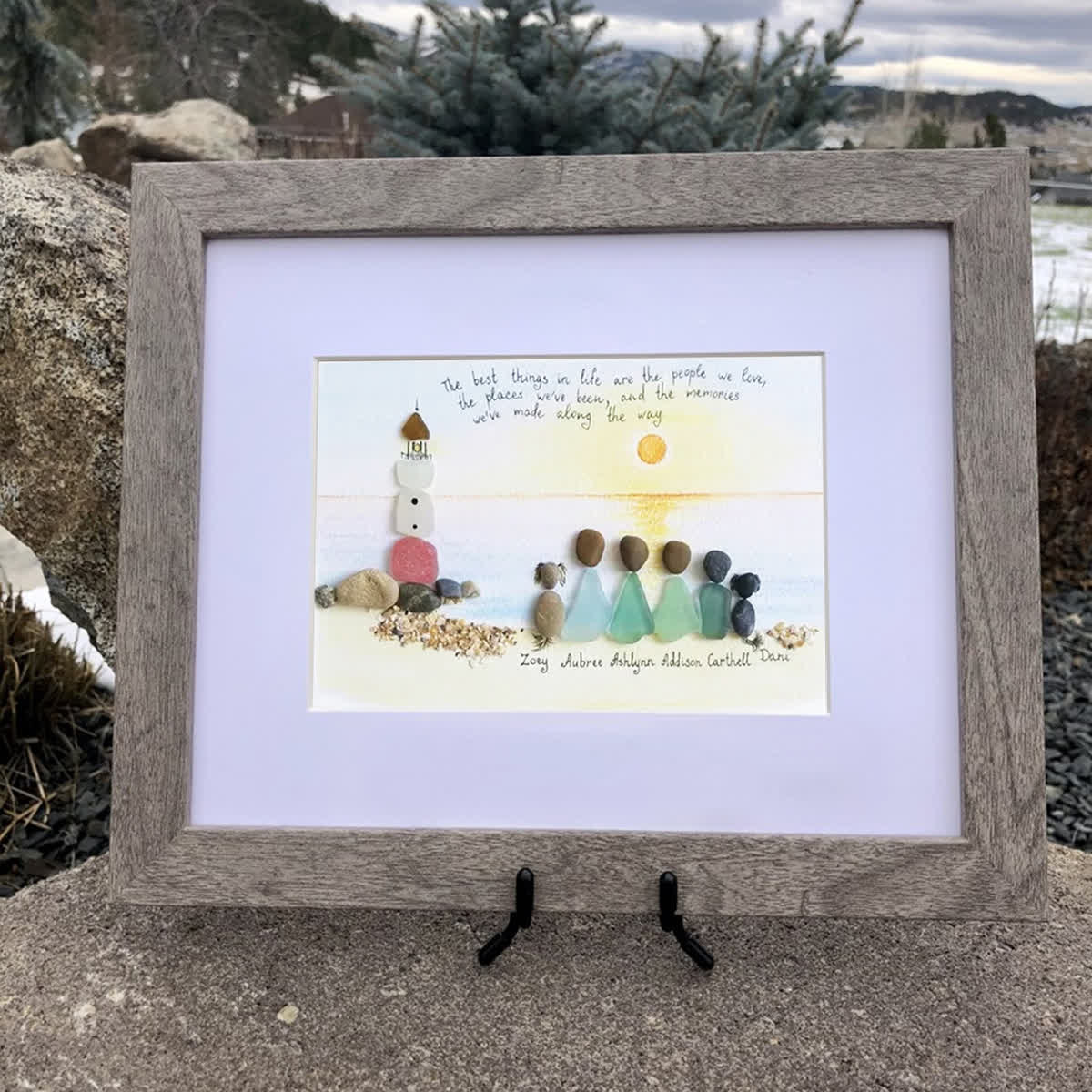 Custom Name Our Family By The Shore Sea Glass Framed Art - image 3