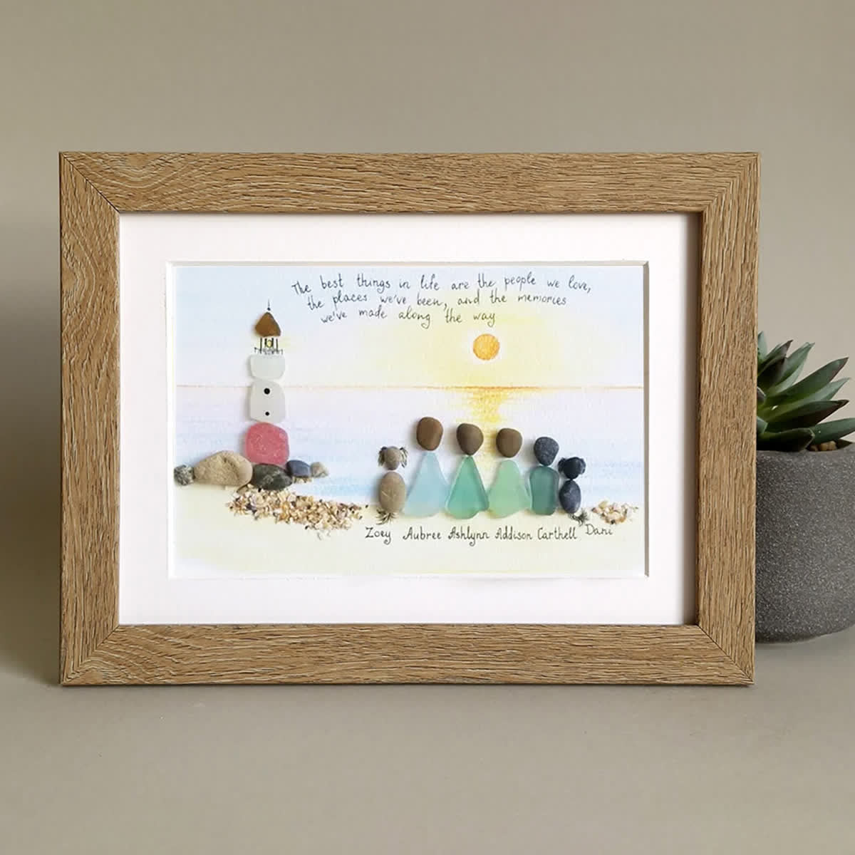 Custom Name Our Family By The Shore Sea Glass Framed Art - image 6