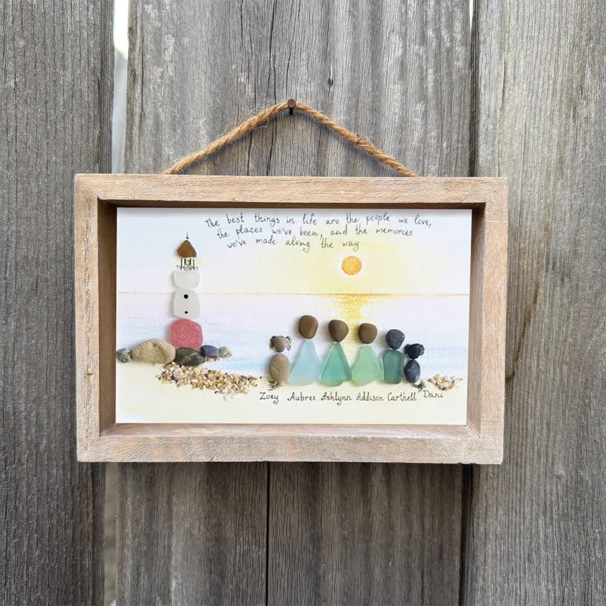 Custom Name Our Family By The Shore Sea Glass Framed Art - image 7