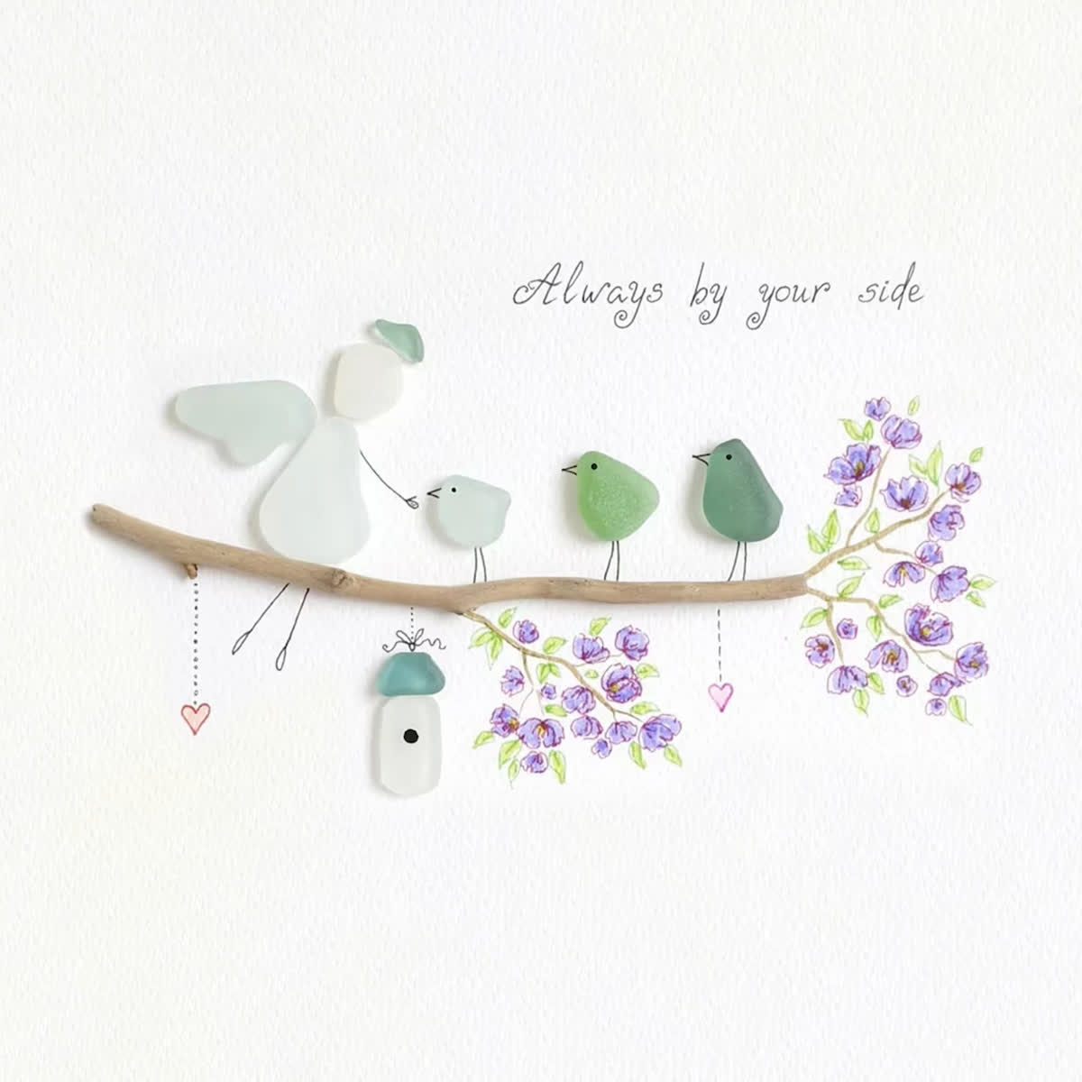 Angel & Bird Always By Your Side Sea Glass Framed Art - image 2