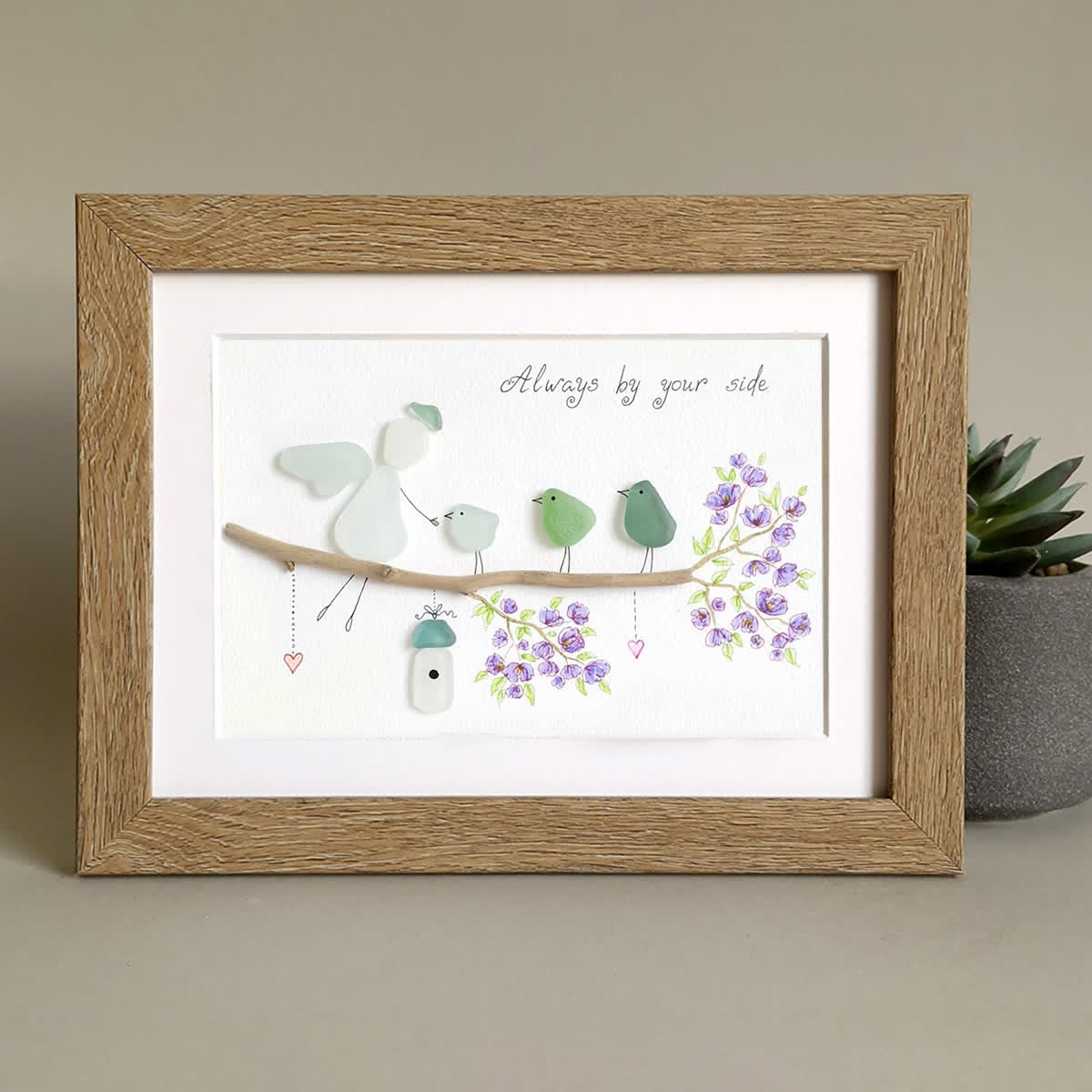 Angel & Bird Always By Your Side Sea Glass Framed Art - image 3