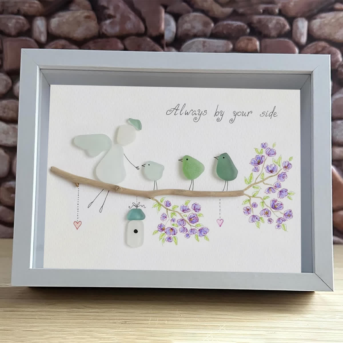 Angel & Bird Always By Your Side Sea Glass Framed Art - image 7