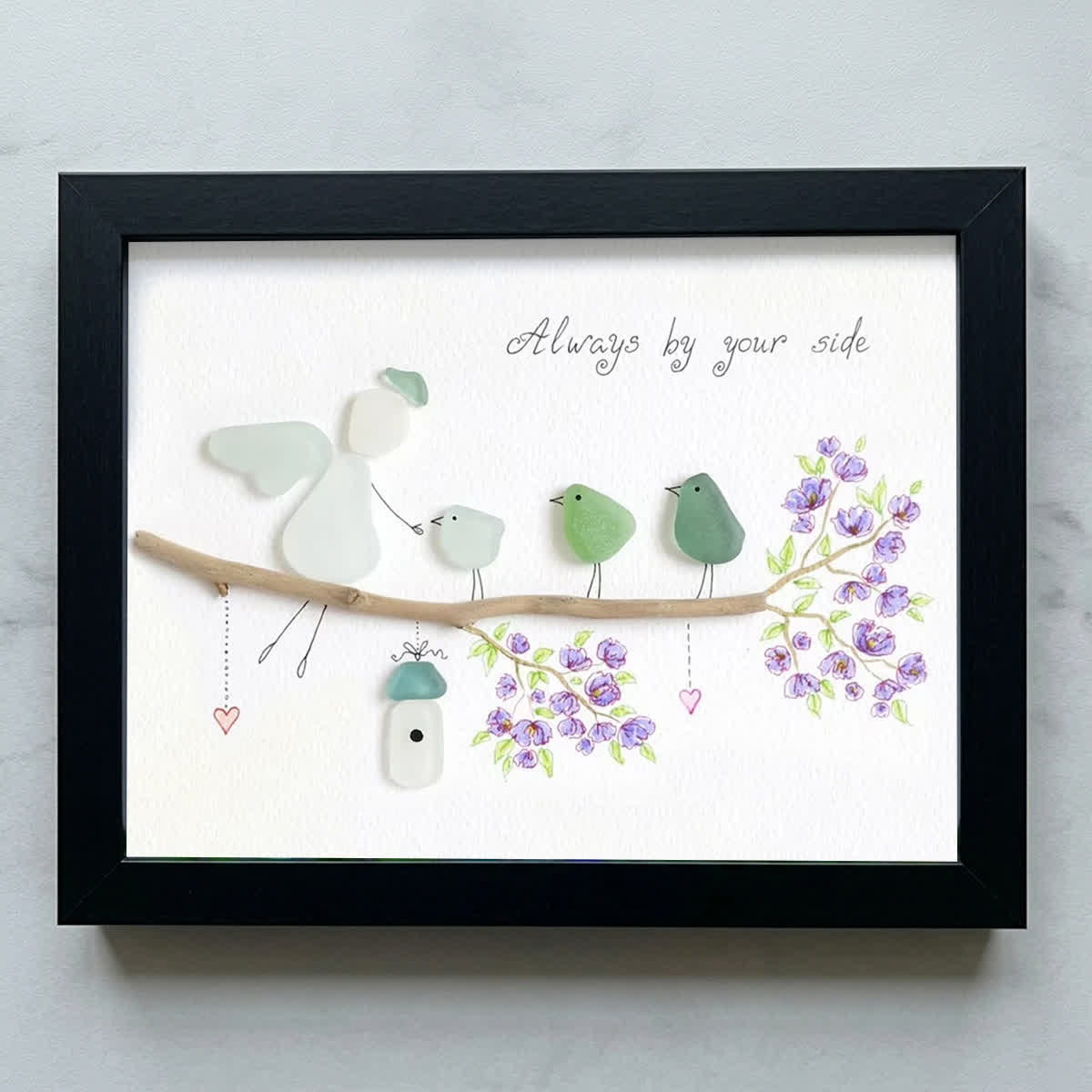 Angel & Bird Always By Your Side Sea Glass Framed Art - Black - 6" X 8" - image 10
