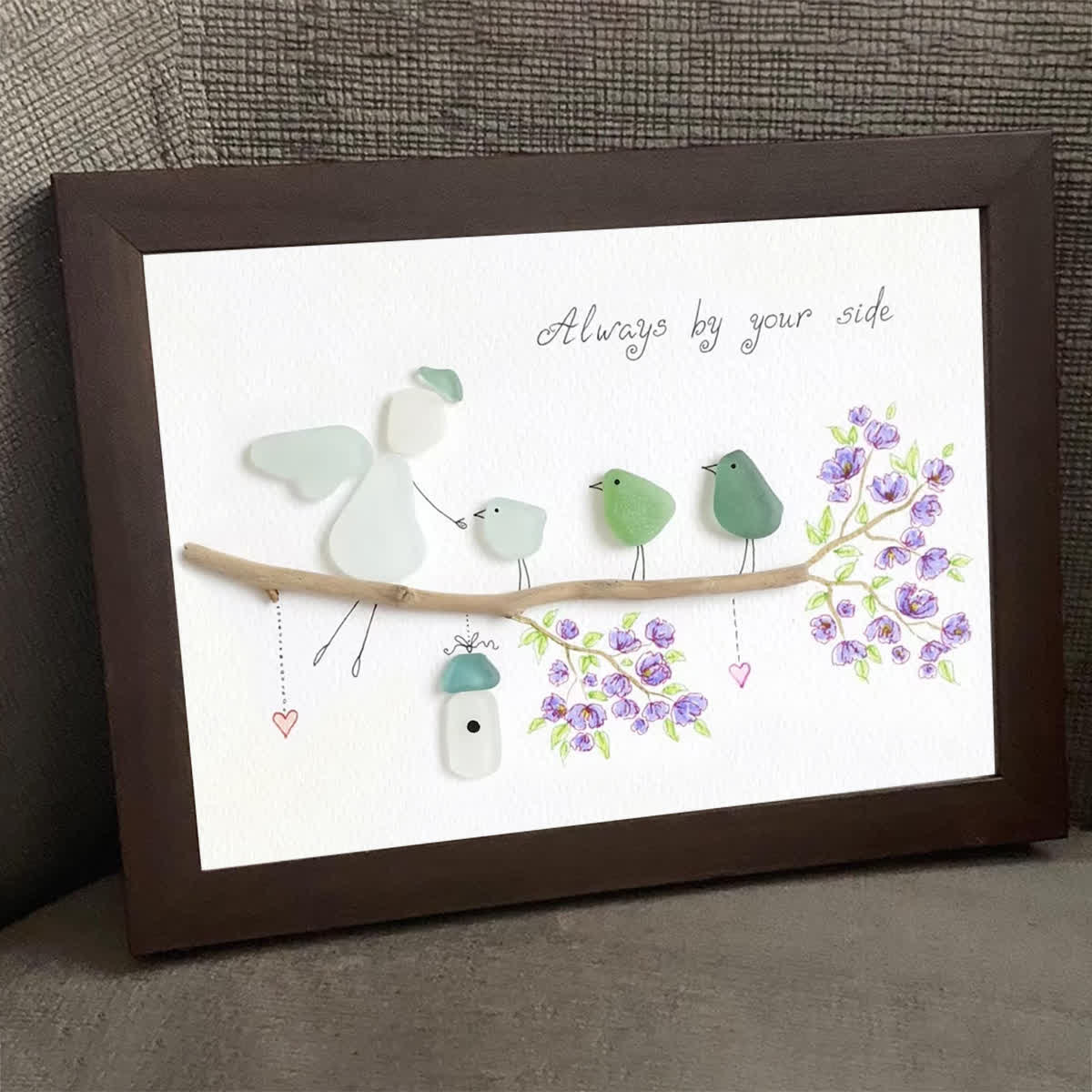 Angel & Bird Always By Your Side Sea Glass Framed Art - image 0