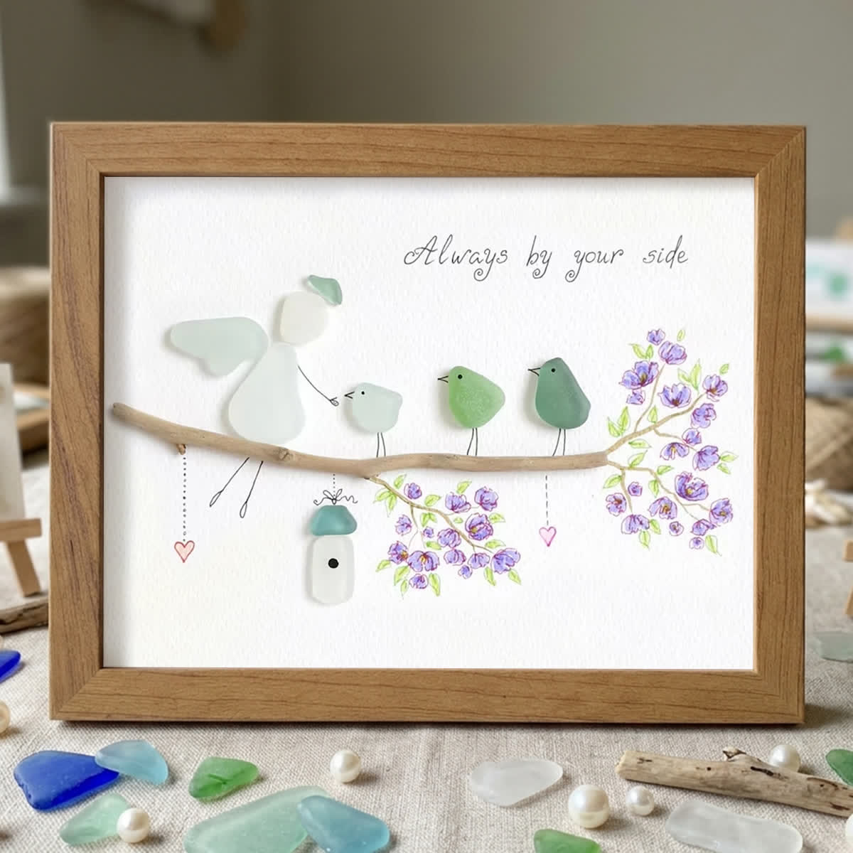 Angel & Bird Always By Your Side Sea Glass Framed Art - Walnut Brown - 6" X 8" - image 9