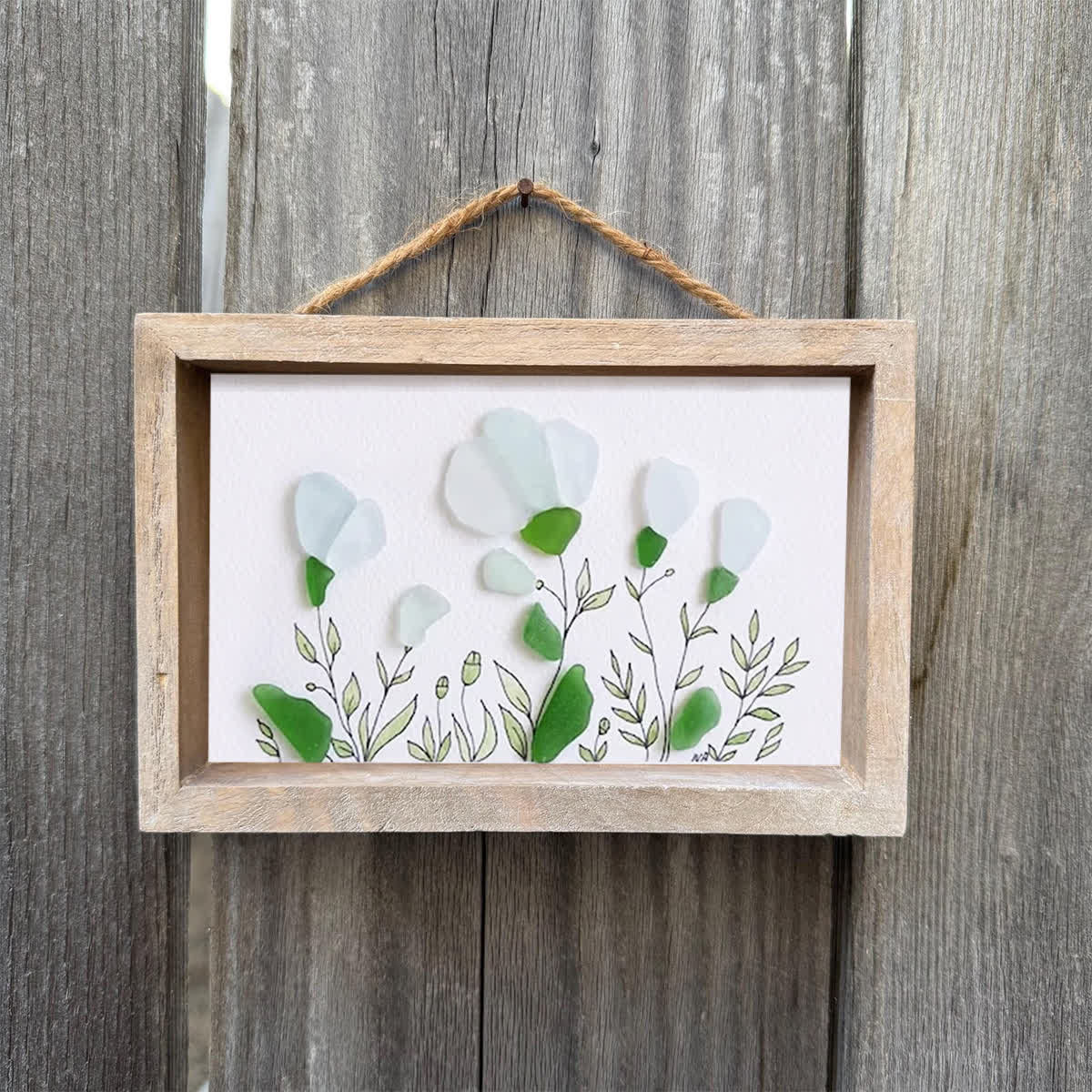 White Sea Glass Flower Bouquet Framed Art - image 3