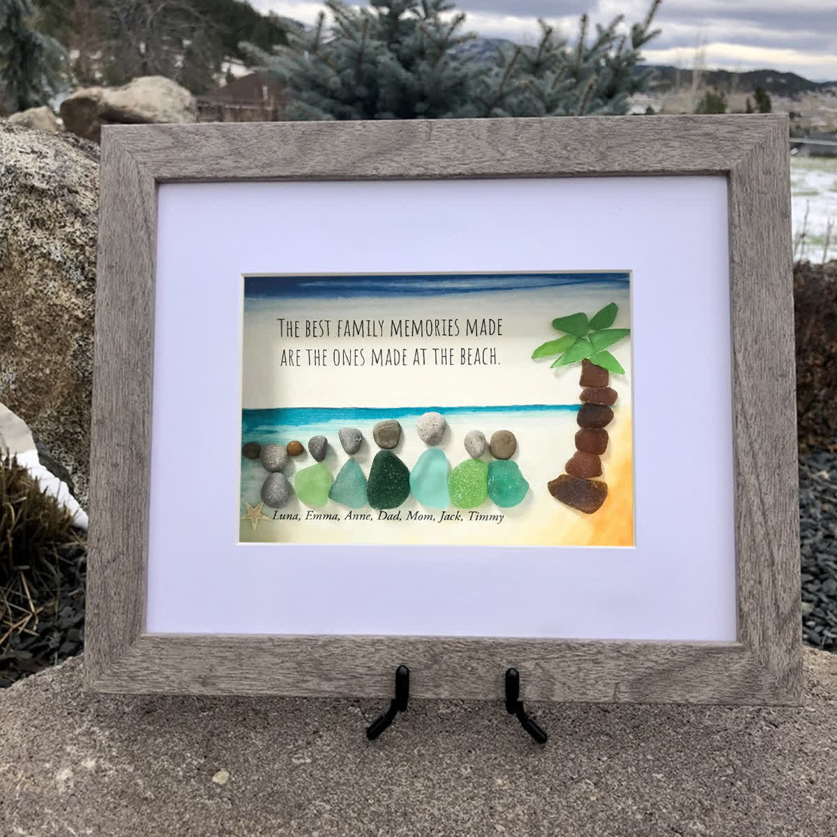 Custom Name The Best Family Memories Sea Glass Framed Art - image 3