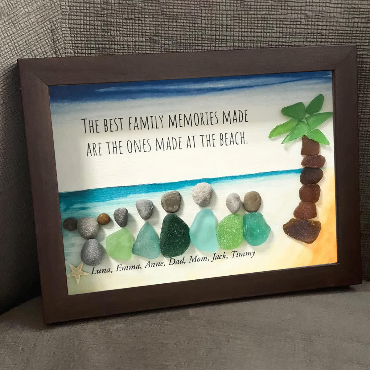 Custom Name The Best Family Memories Sea Glass Framed Art - image 5