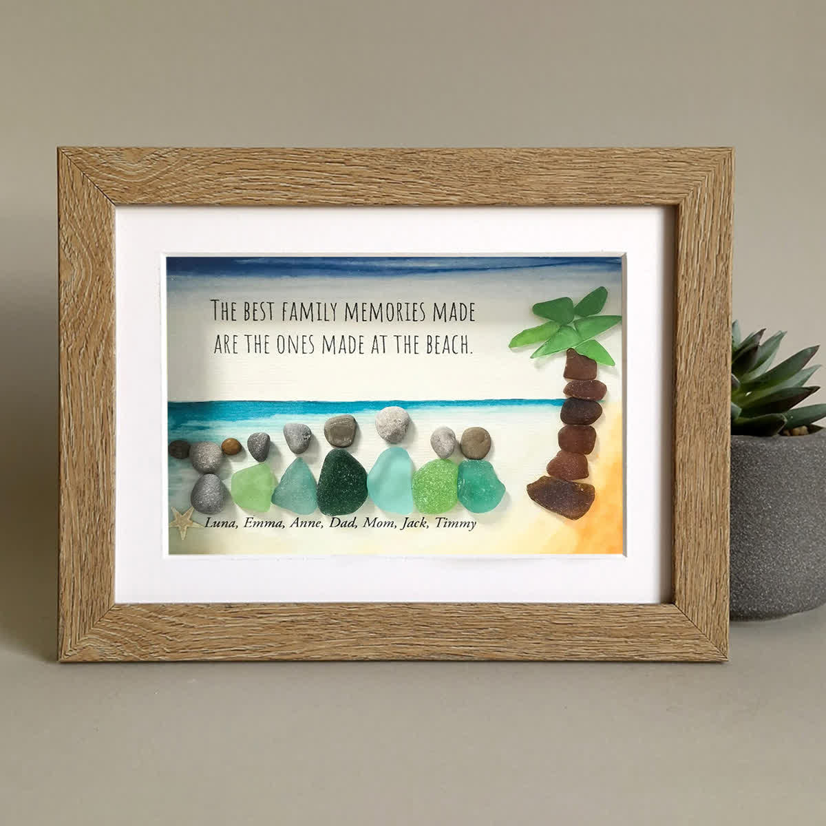 Custom Name The Best Family Memories Sea Glass Framed Art - image 6
