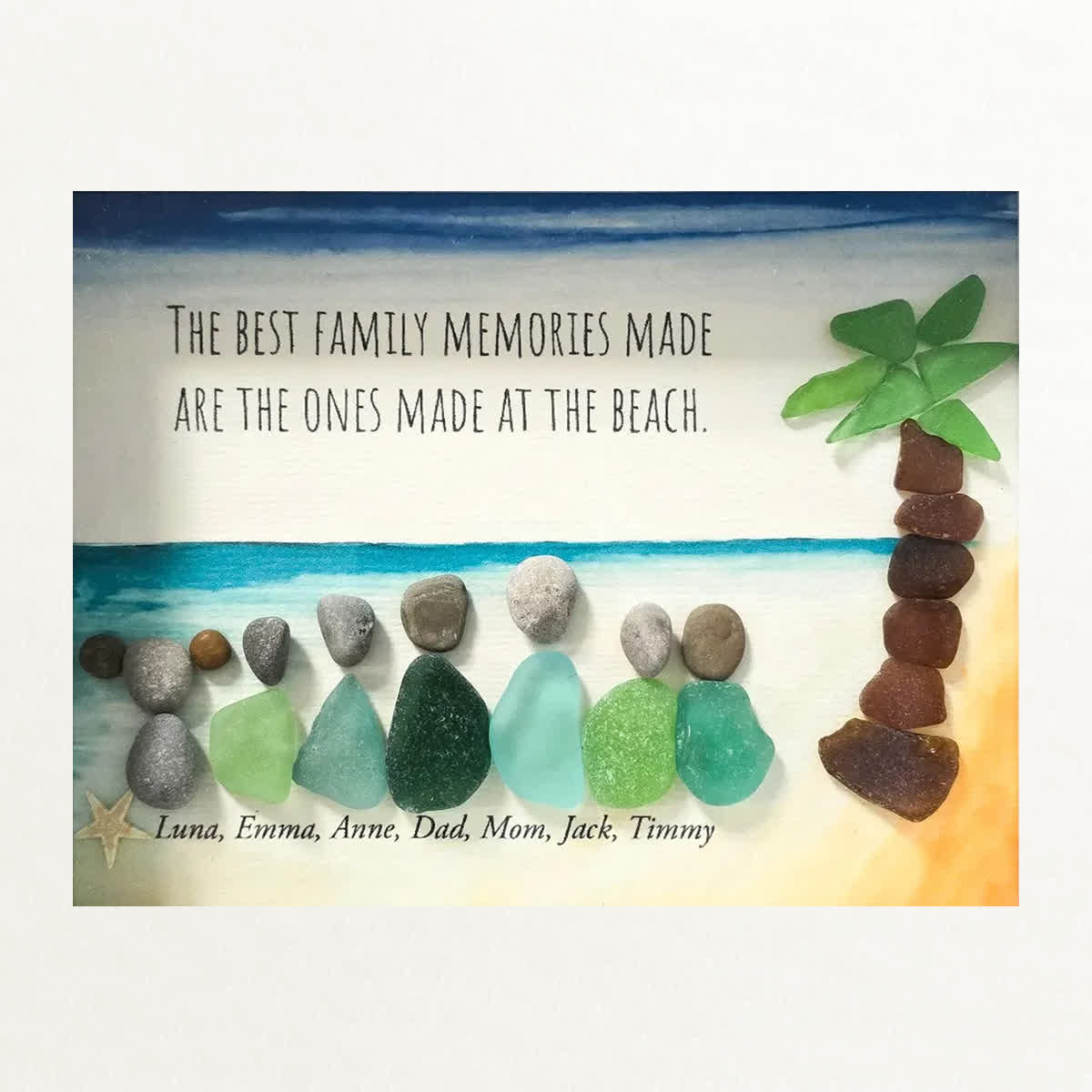 Custom Name The Best Family Memories Sea Glass Framed Art - image 2