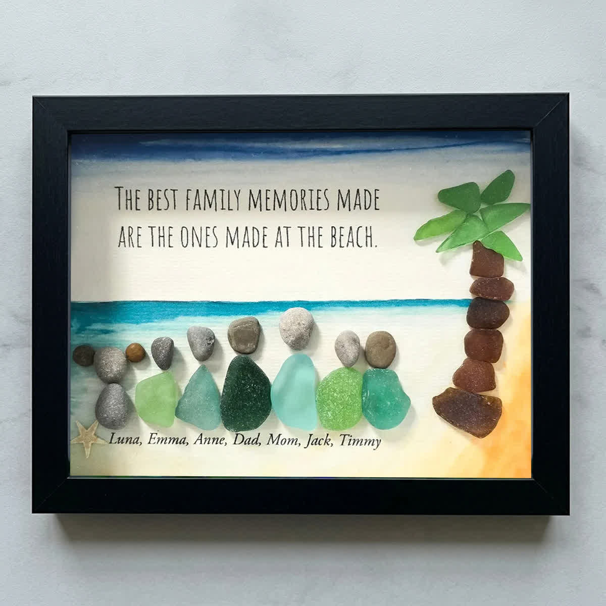 Custom Name The Best Family Memories Sea Glass Framed Art - Black - 6" X 8" - image 11