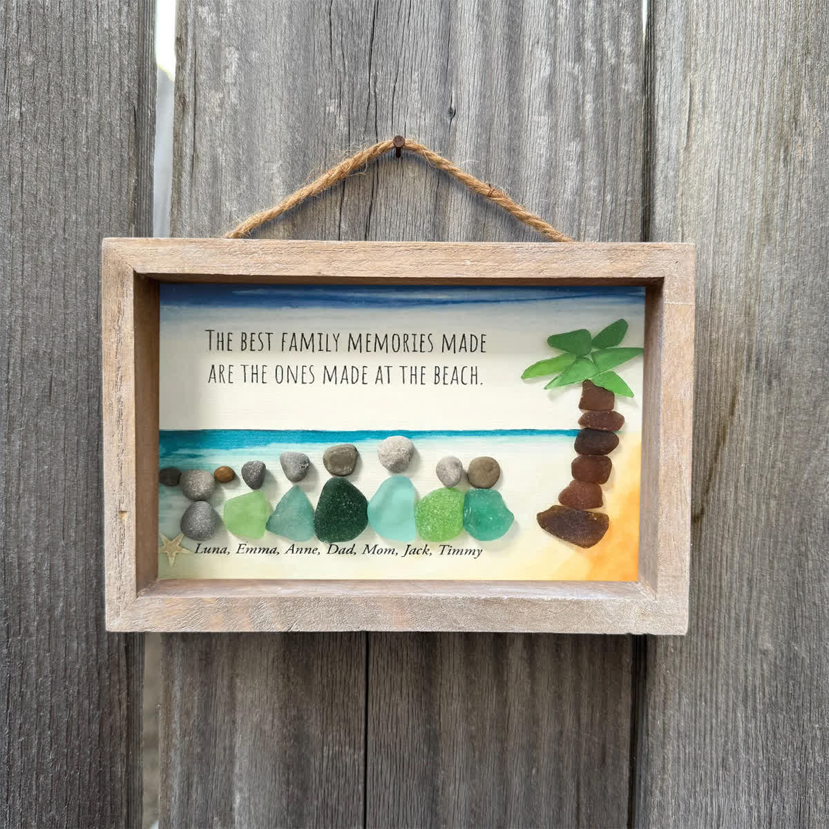 Custom Name The Best Family Memories Sea Glass Framed Art - image 8