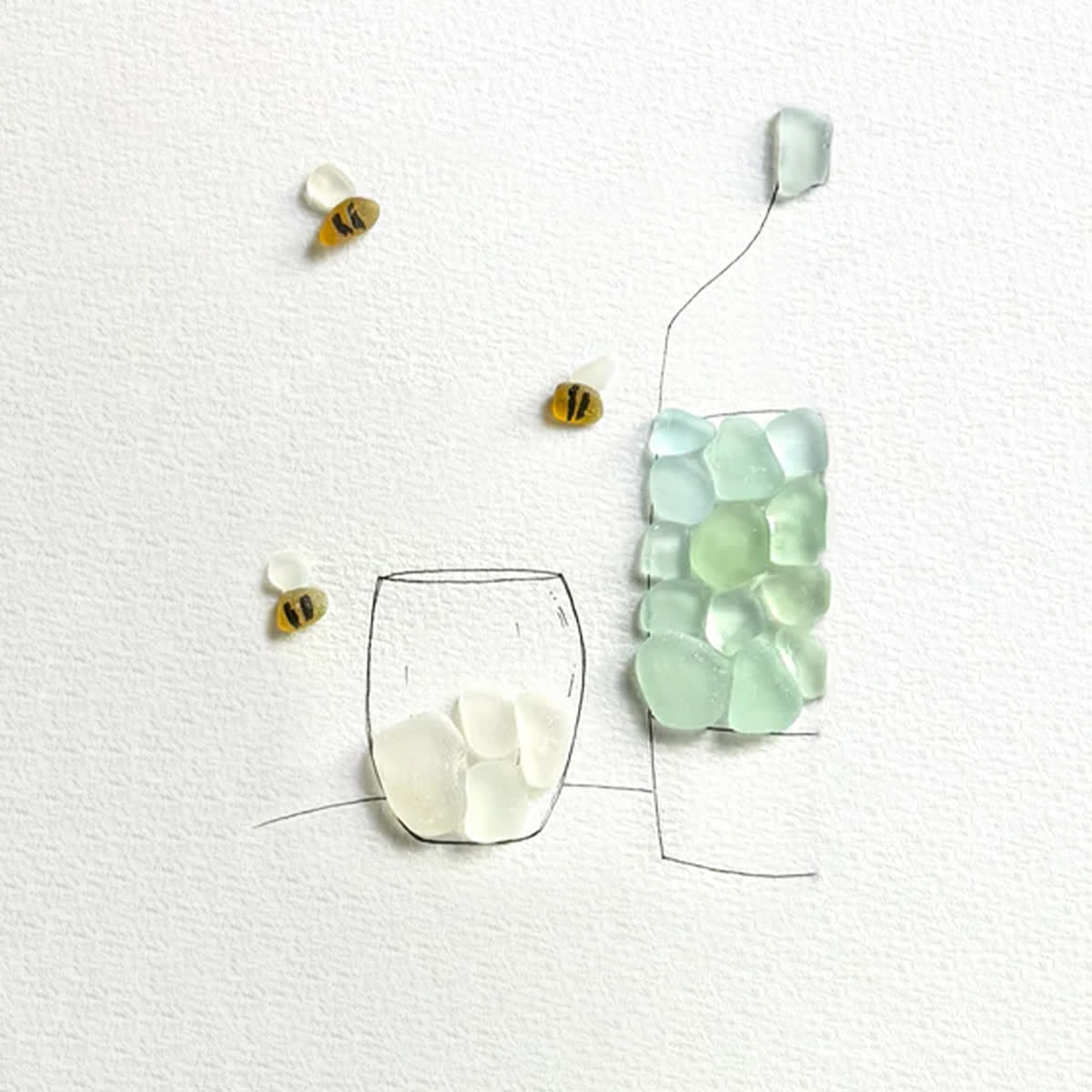 Little Joys Vase & Bees Sea Glass Framed Art - image 2