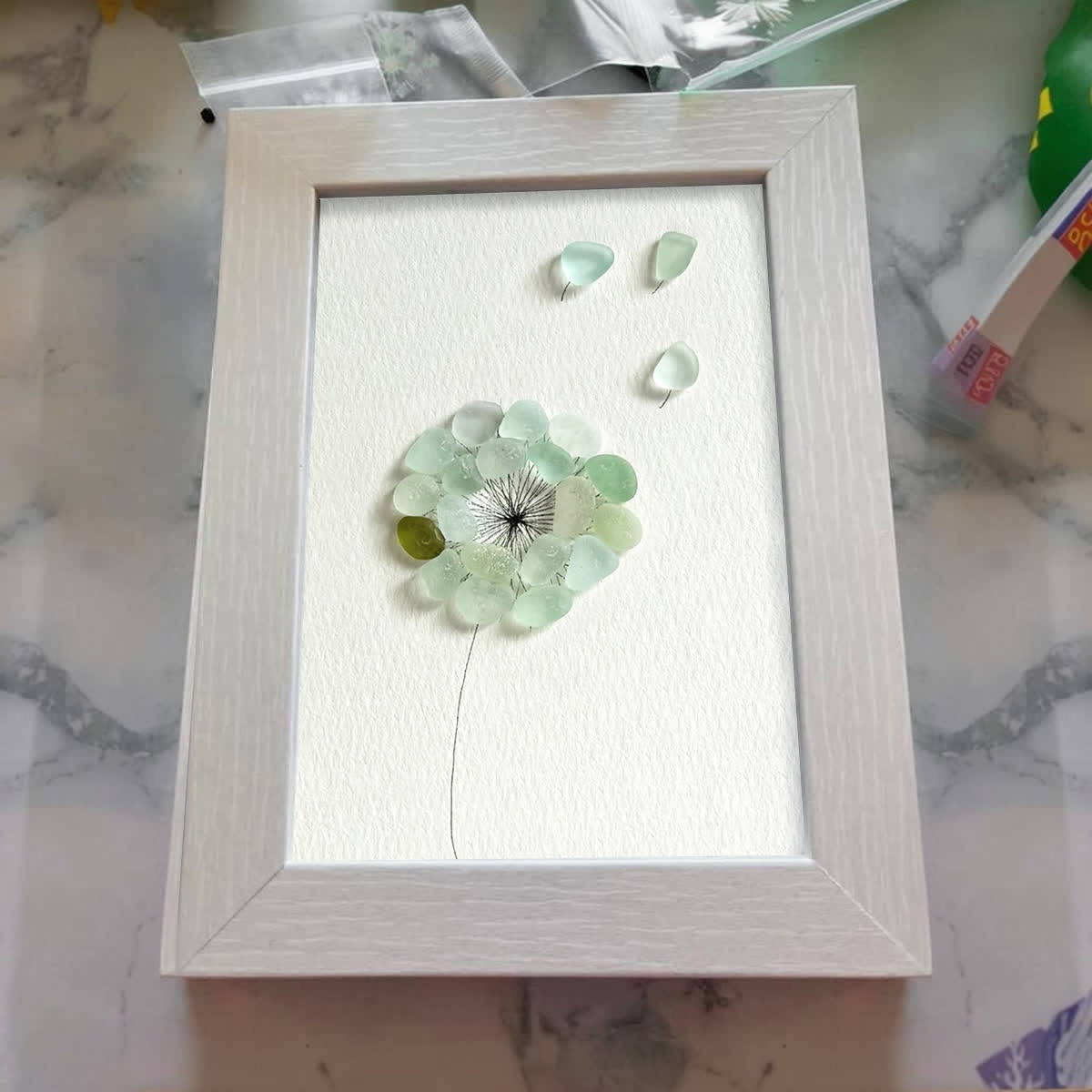 Wishes Take Flight Dandelion Sea Glass Framed Art - image 5