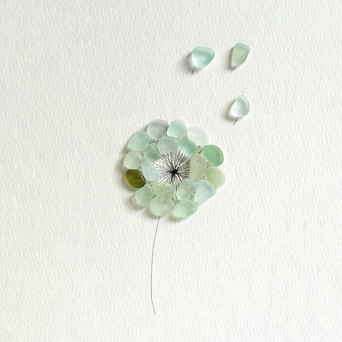 Wishes Take Flight Dandelion Sea Glass Framed Art - image 2