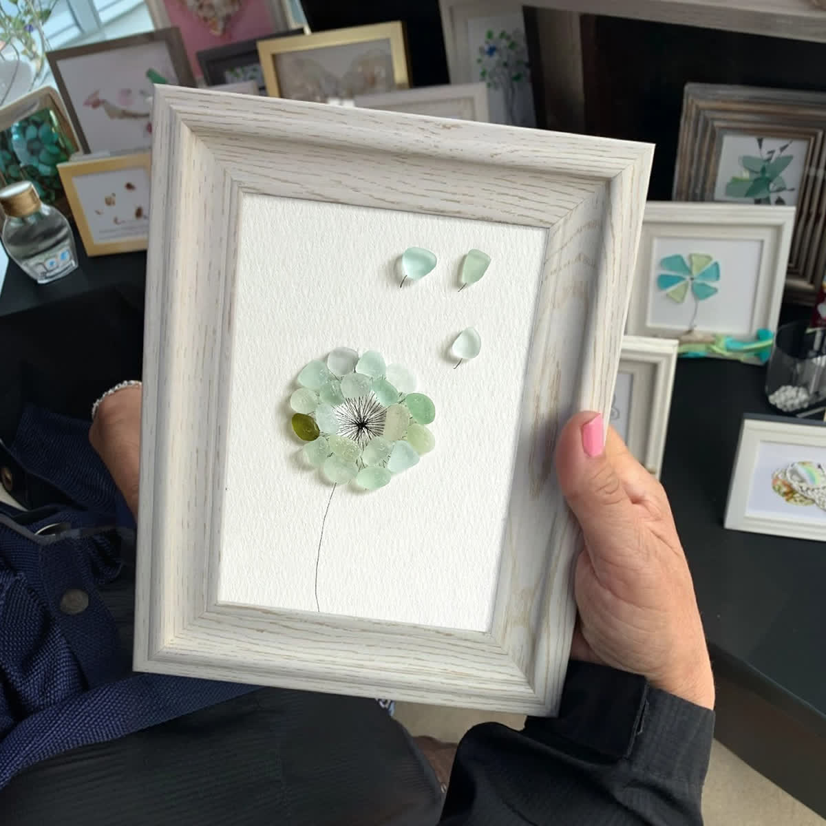 Wishes Take Flight Dandelion Sea Glass Framed Art - image 3