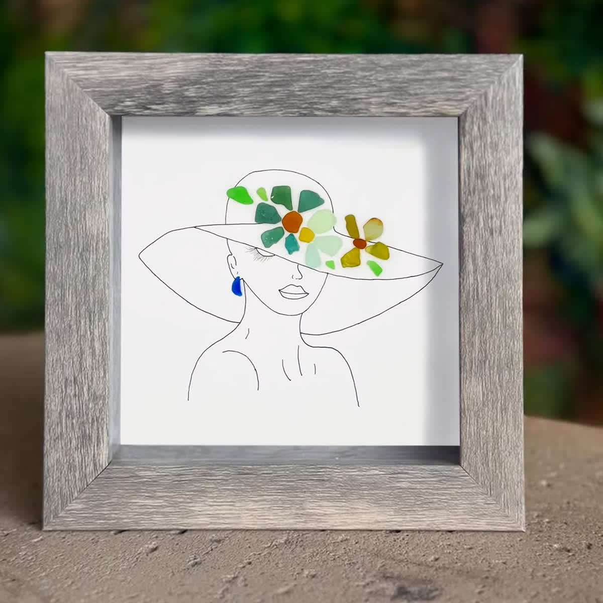 Graceful Blooms Lady Portrait Sea Glass Framed Art - image 7