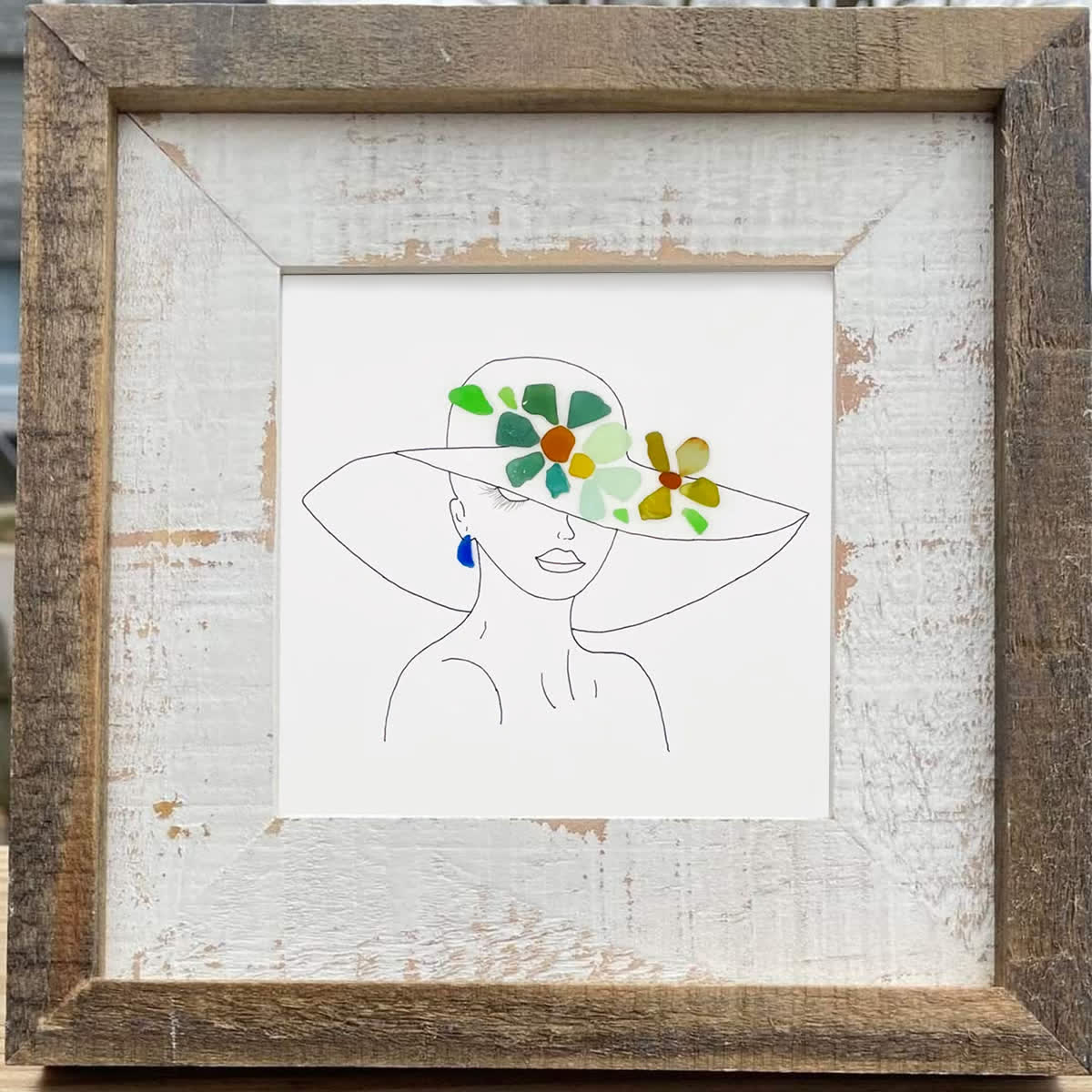 Graceful Blooms Lady Portrait Sea Glass Framed Art - image 4