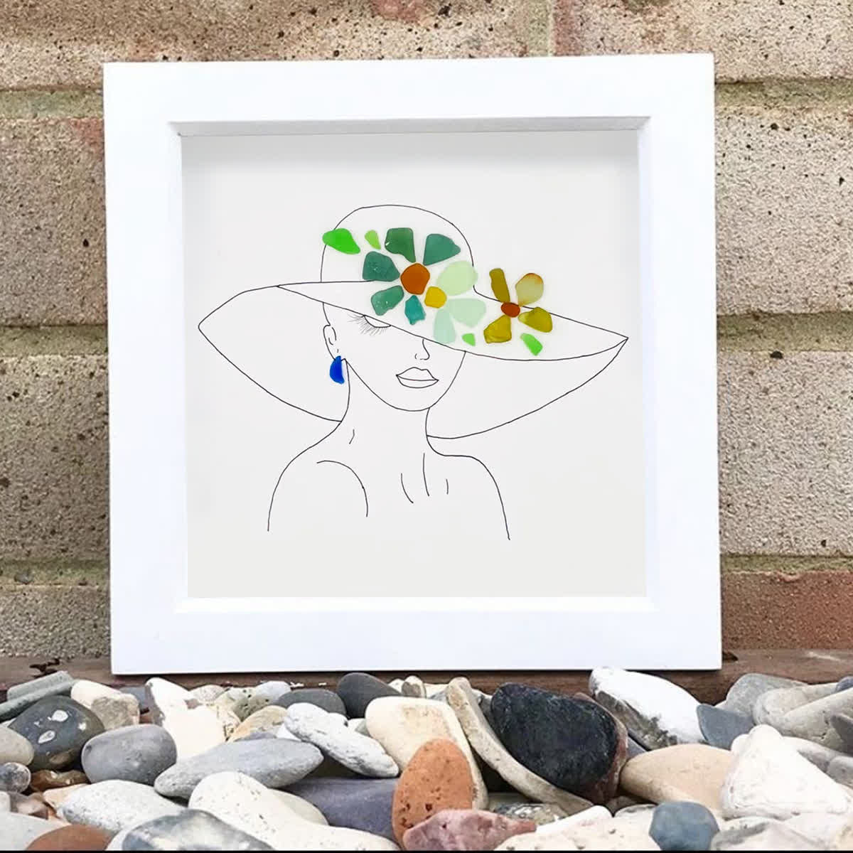 Graceful Blooms Lady Portrait Sea Glass Framed Art - image 8