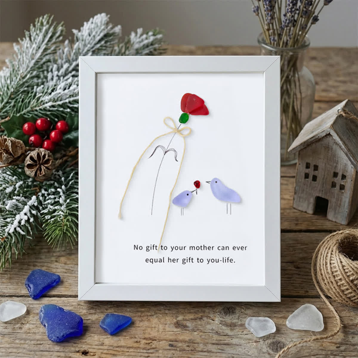 Flower For Mom Sea Glass Framed Art - White - 8" X 6" - image 12