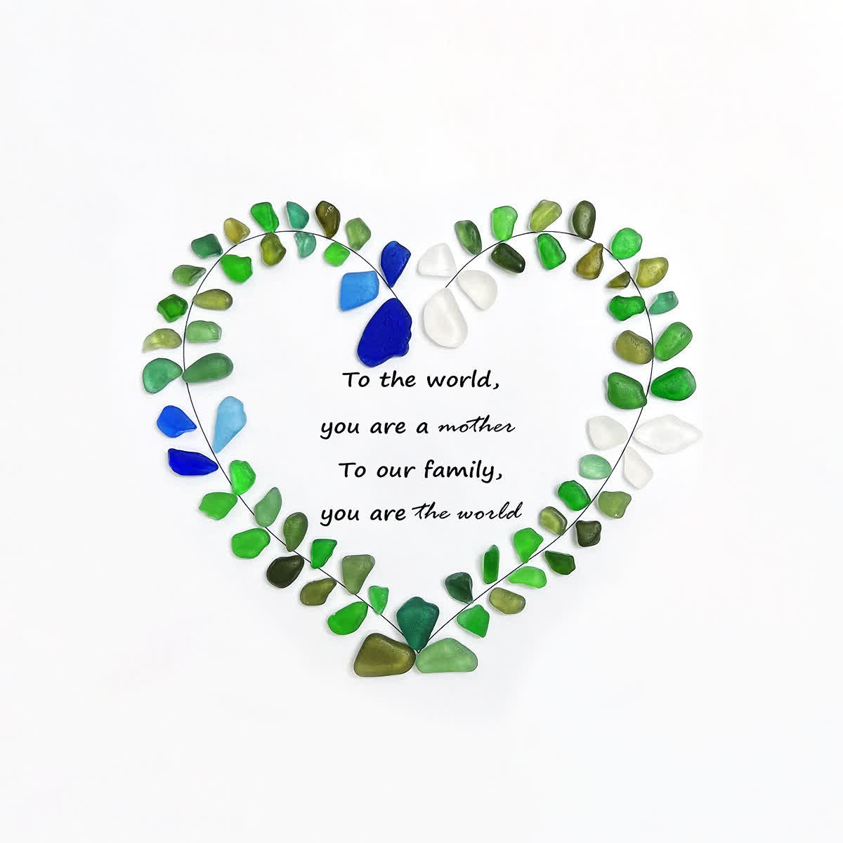To Our Family Mom You Are The World Sea Glass Framed Art - Seaglass Card - 8" X 8" - image 1