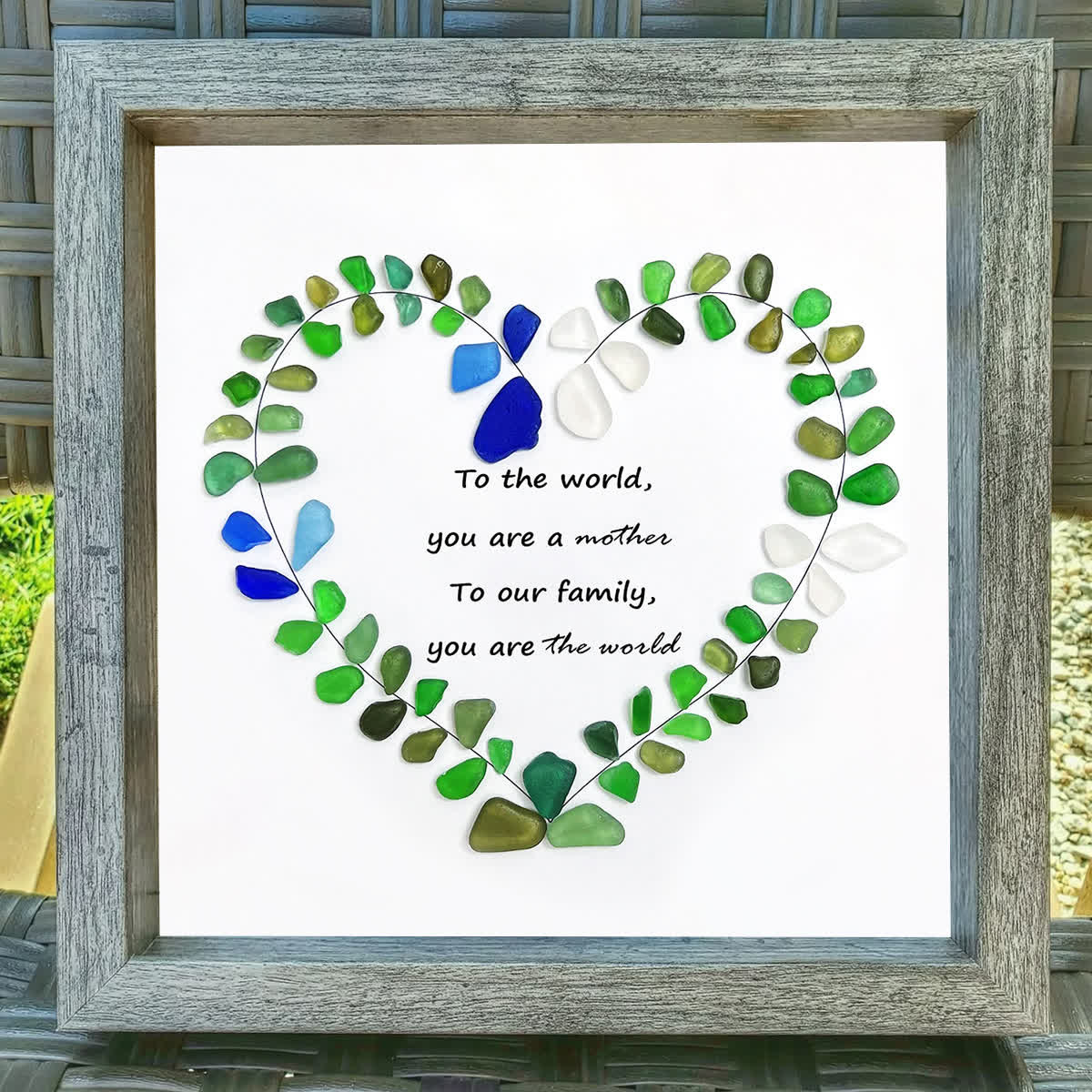 To Our Family Mom You Are The World Sea Glass Framed Art - image 3
